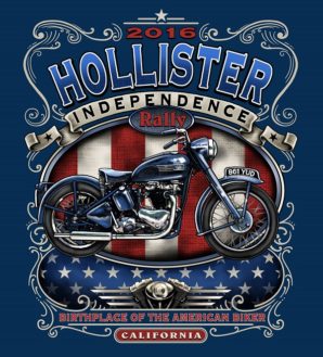The official logo and t-shirt for the Hollister Independence Rally 2016